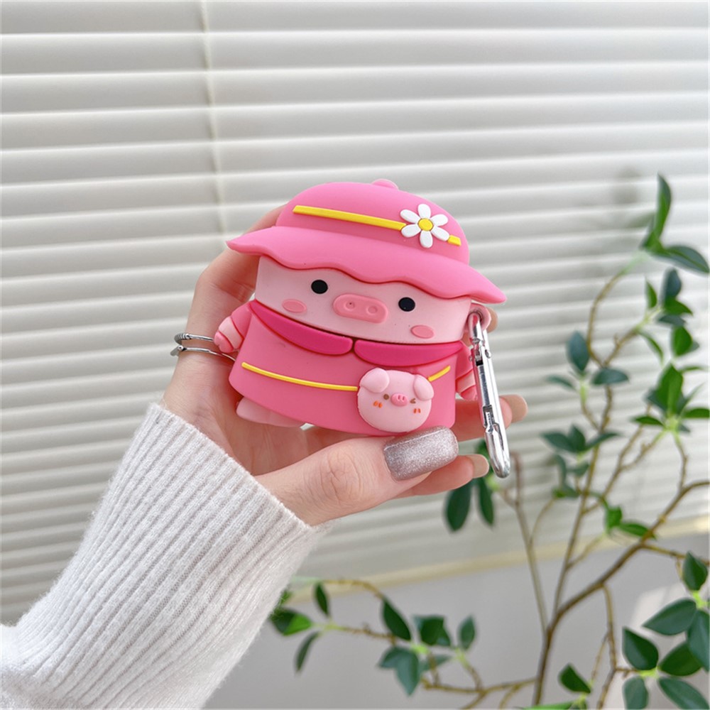 For Apple AirPods 3 Piggy with Hat Design Earphone Silicone Case Full Body Protection Charging Box Cover with Hook-3