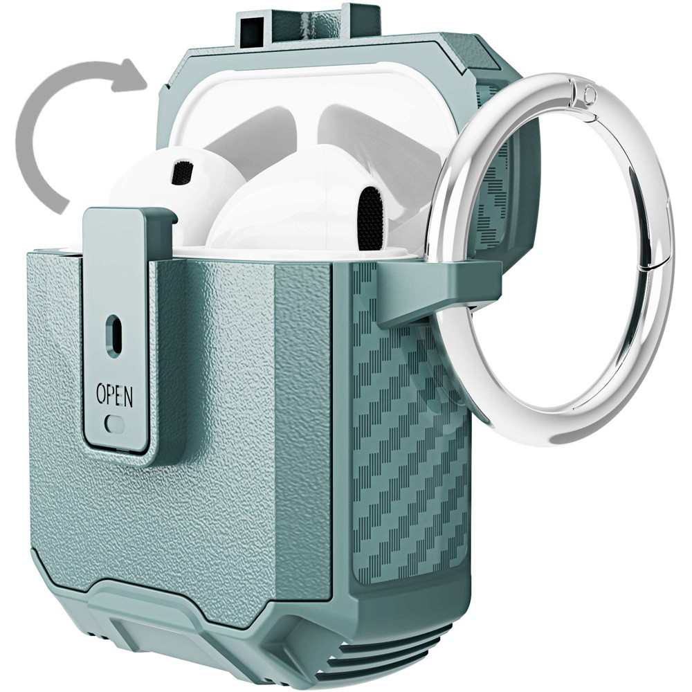 For Apple AirPods with Charging Case (2016)/(2019)/AirPods with Wireless Charging Case (2019) Earphone Case Soft TPU+PC Protective Cover - Gray Green-4