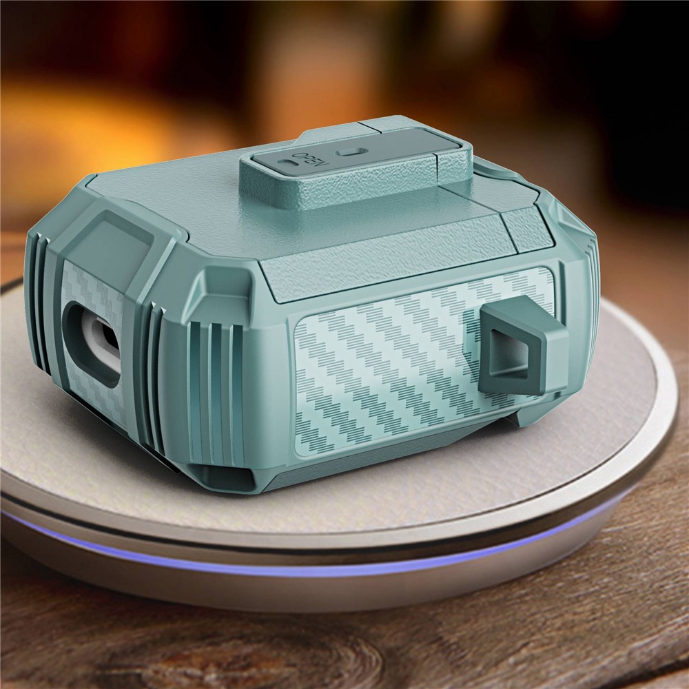 For Apple AirPods with Charging Case (2016)/(2019)/AirPods with Wireless Charging Case (2019) Earphone Case Soft TPU+PC Protective Cover - Gray Green-6