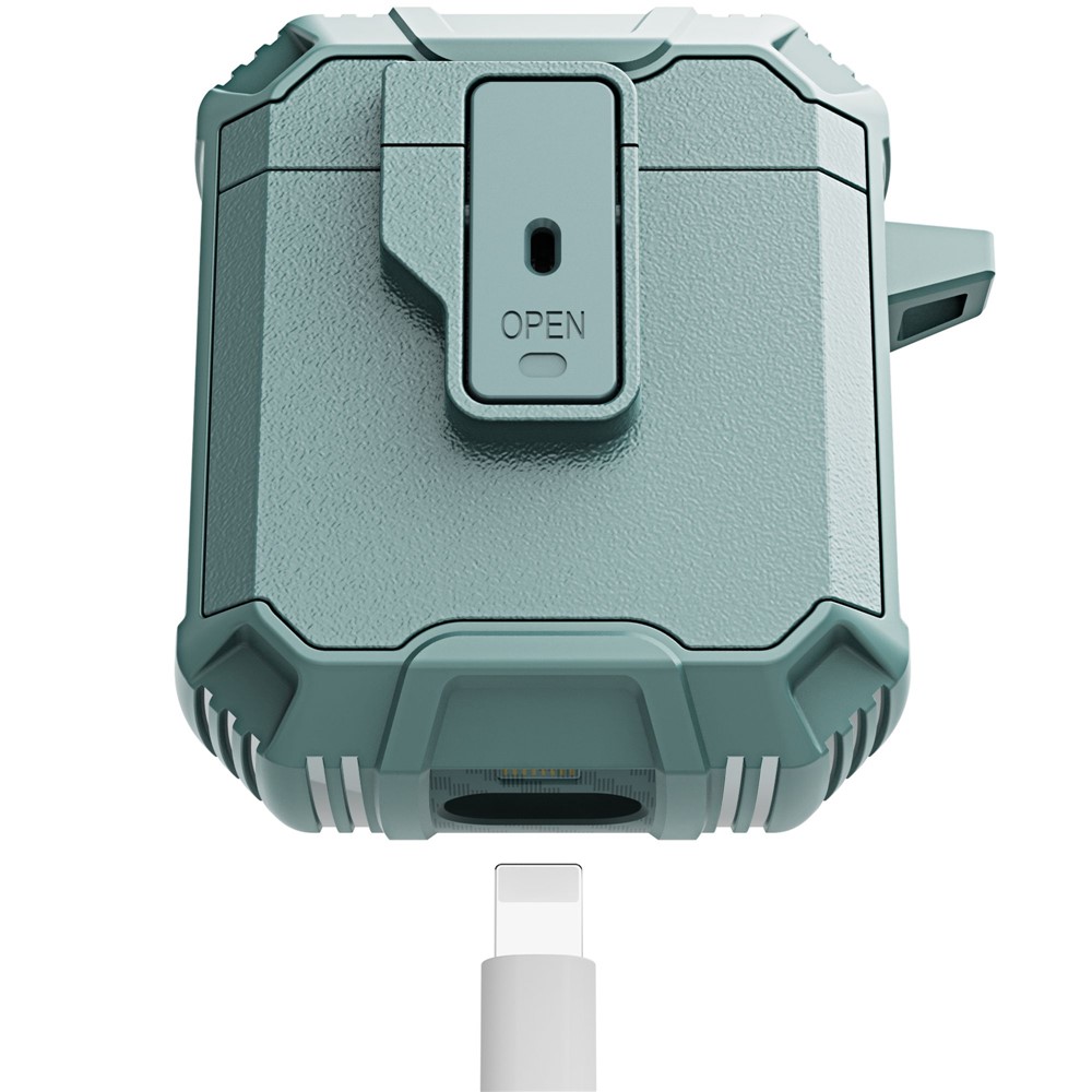 For Apple AirPods with Charging Case (2016)/(2019)/AirPods with Wireless Charging Case (2019) Earphone Case Soft TPU+PC Protective Cover - Gray Green-7