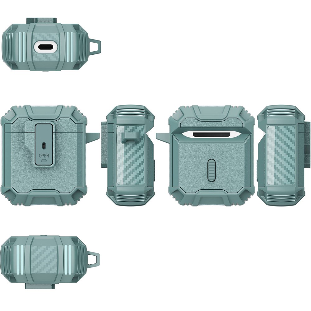 For Apple AirPods with Charging Case (2016)/(2019)/AirPods with Wireless Charging Case (2019) Earphone Case Soft TPU+PC Protective Cover - Gray Green-9