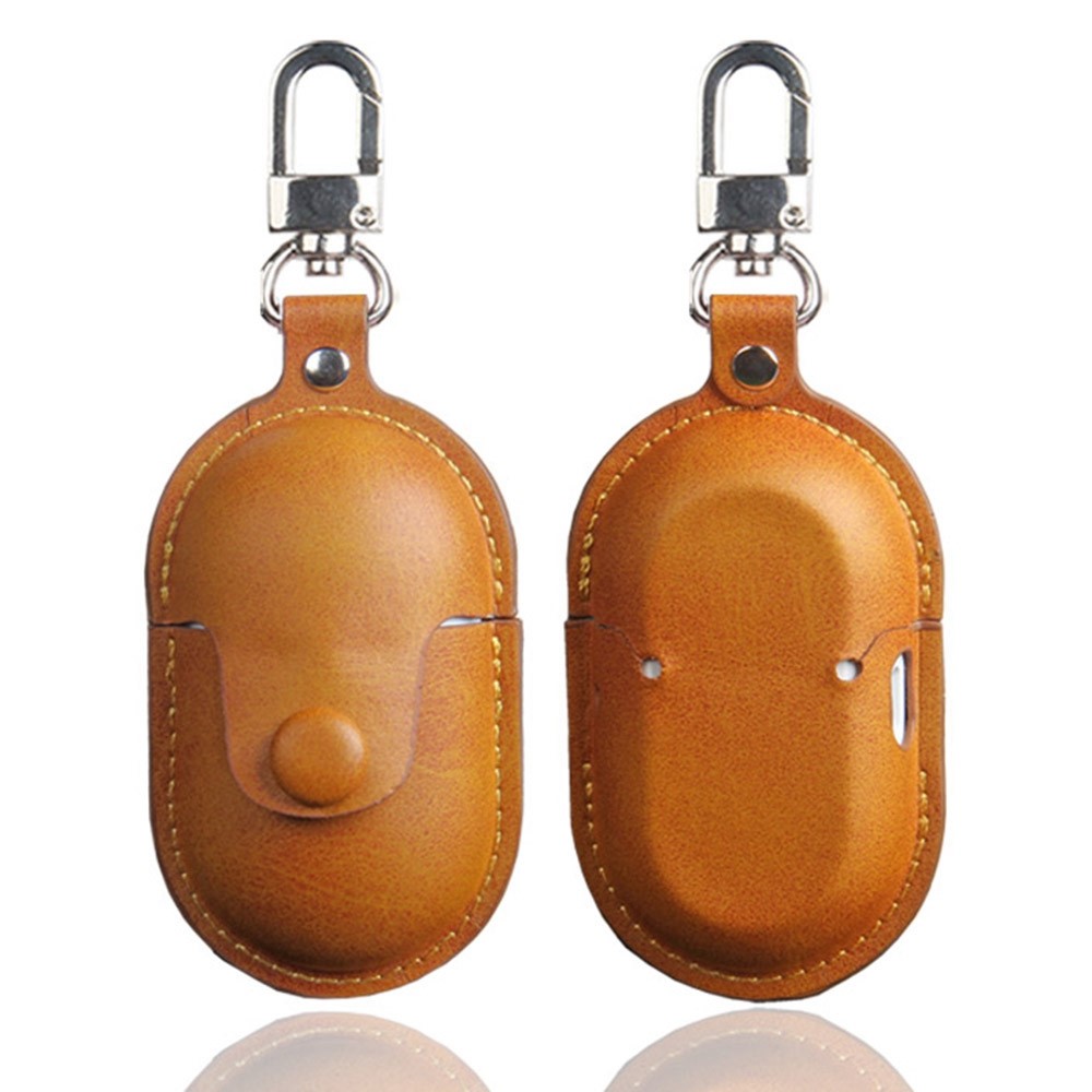 For Samsung Galaxy Buds+ Bluetooth Earphone Crazy Horse Texture PU Leather Protective Case Anti-drop Cover - Khaki-1