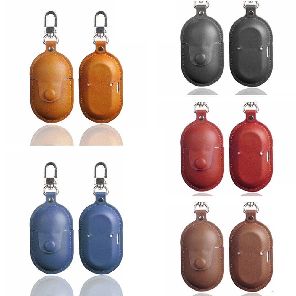For Samsung Galaxy Buds+ Bluetooth Earphone Crazy Horse Texture PU Leather Protective Case Anti-drop Cover - Khaki-3