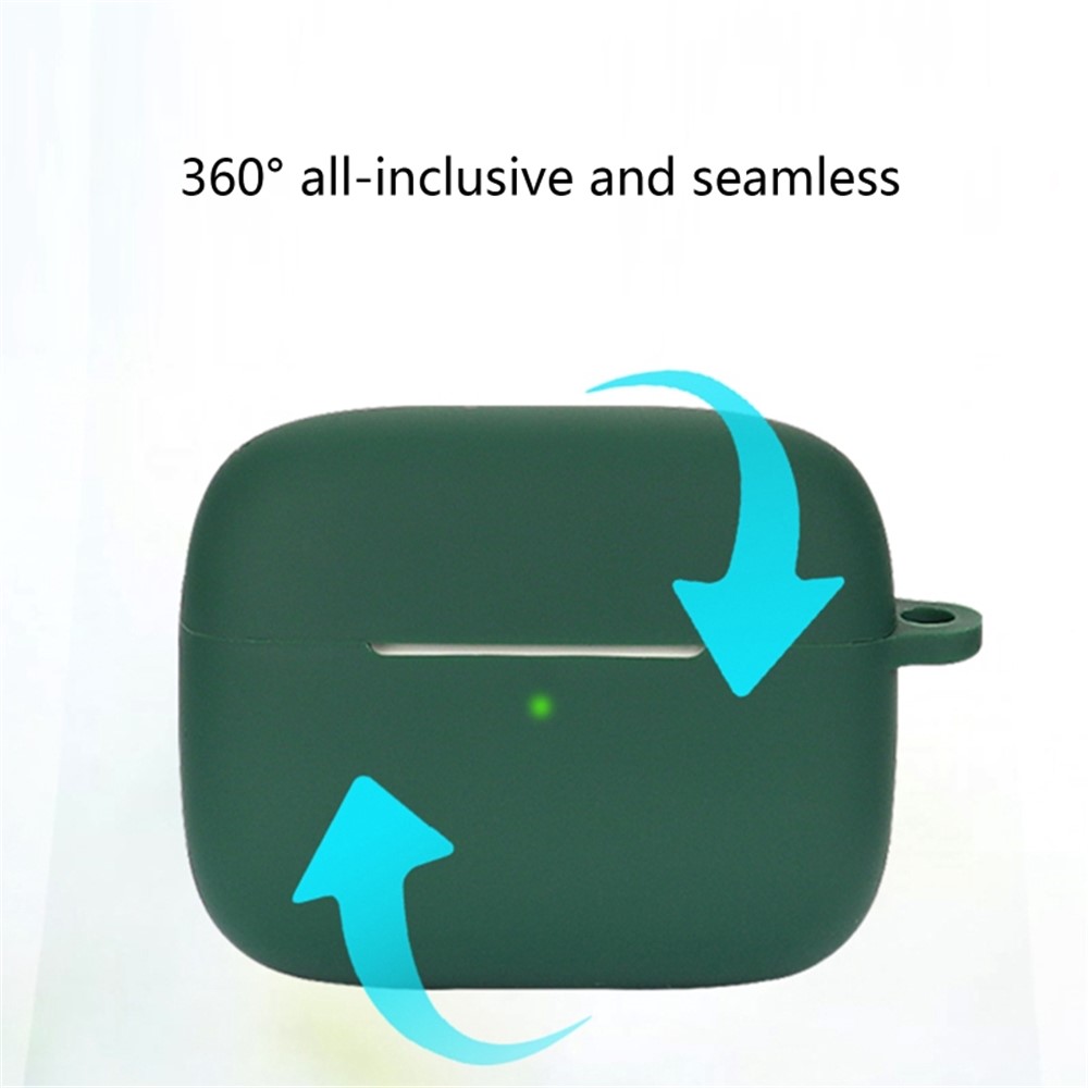 For Baseus Bowie M2 Scratch Resistant Full Protective Silicone Earphone Case Cover with Anti-lost Buckle - Midnight Green-2