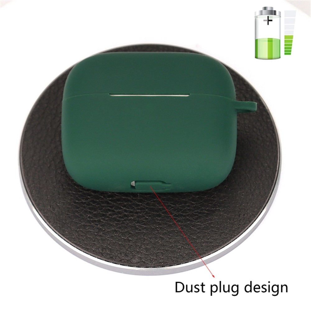 For Baseus Bowie M2 Scratch Resistant Full Protective Silicone Earphone Case Cover with Anti-lost Buckle - Midnight Green-3
