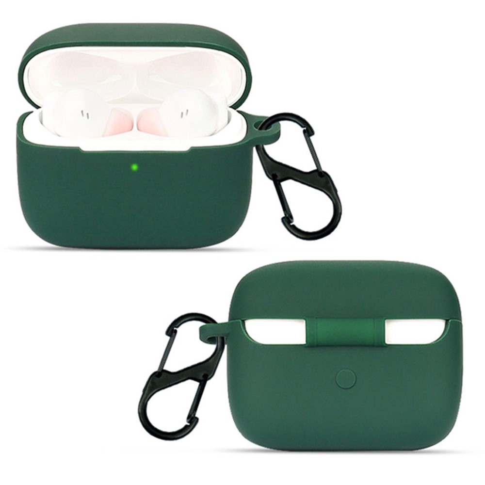 For Baseus Bowie M2 Scratch Resistant Full Protective Silicone Earphone Case Cover with Anti-lost Buckle - Midnight Green-4