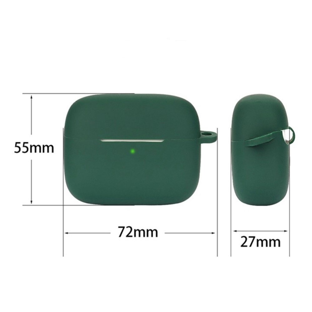 For Baseus Bowie M2 Scratch Resistant Full Protective Silicone Earphone Case Cover with Anti-lost Buckle - Midnight Green-5