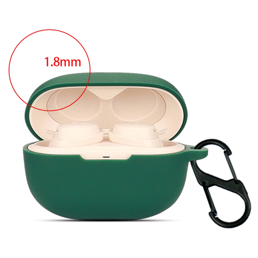 TWS Earphone Silicone Sleeve for SoundCore Life A3i, Soft Protection Cover Case with Anti-lost Buckle - Blackish Green-4