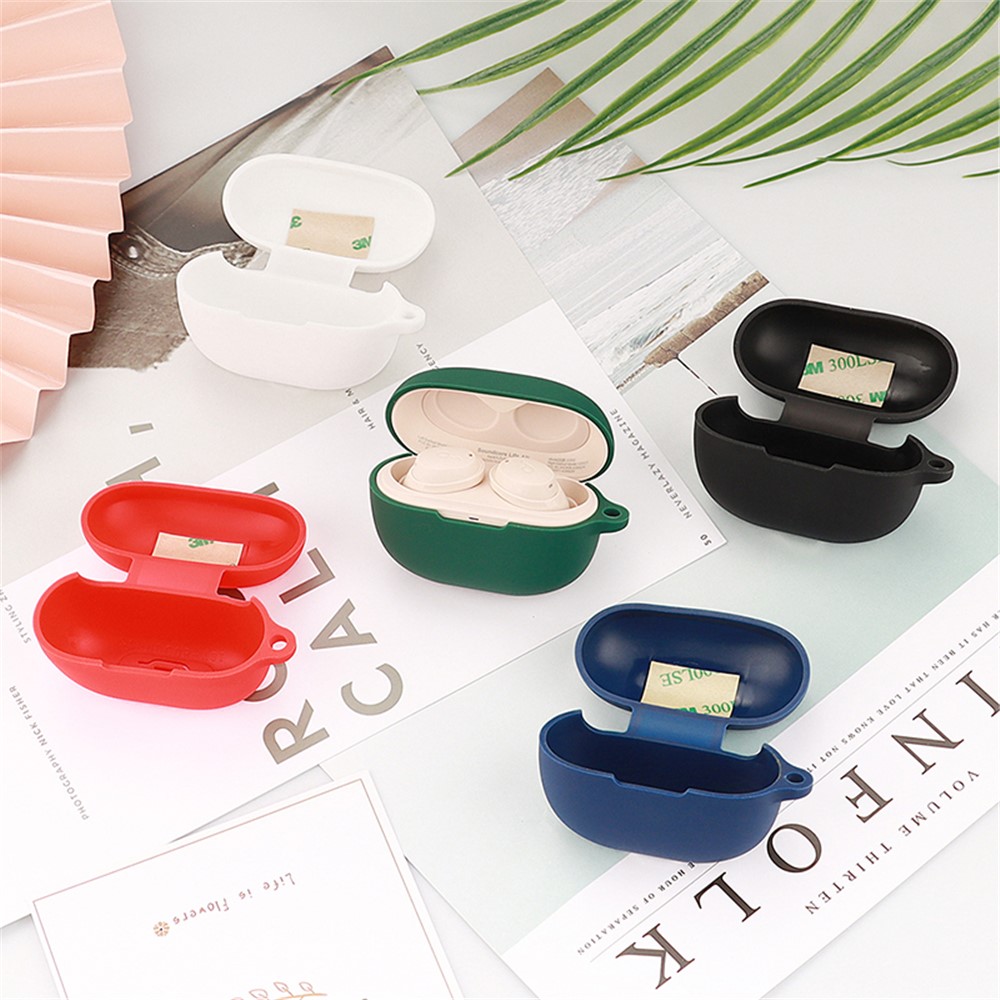 TWS Earphone Silicone Sleeve for SoundCore Life A3i, Soft Protection Cover Case with Anti-lost Buckle - Blackish Green-7