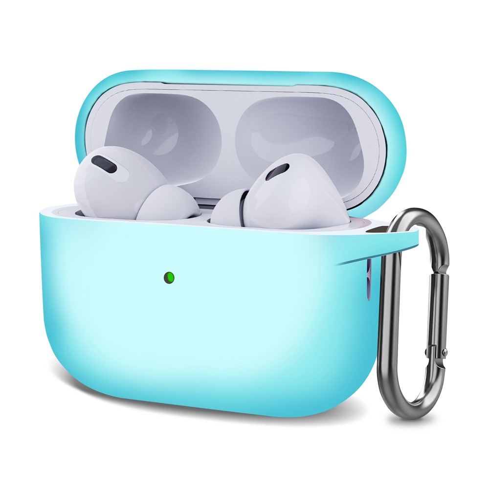 For AirPods Pro (Gen 2) (USB-C) / AirPods Pro 2 Bluetooth-compatible Earphone Silicone Case One-Piece Thickened Headphone Earbud Protective Cover with Anti-lost Buckle - Luminous