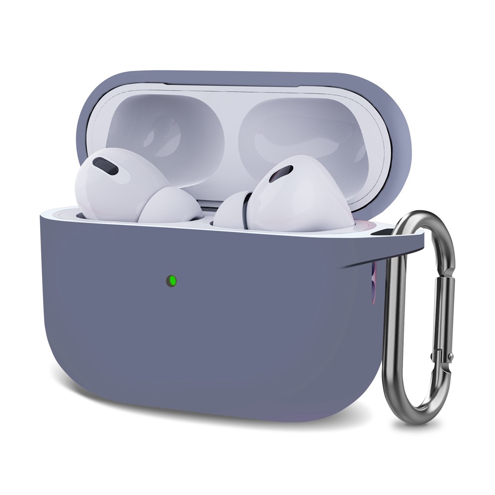 For AirPods Pro (Gen 2) (USB-C) / AirPods Pro 2 Bluetooth-compatible Earphone Silicone Case One-Piece Thickened Headphone Earbud Protective Cover with Anti-lost Buckle - Lavender