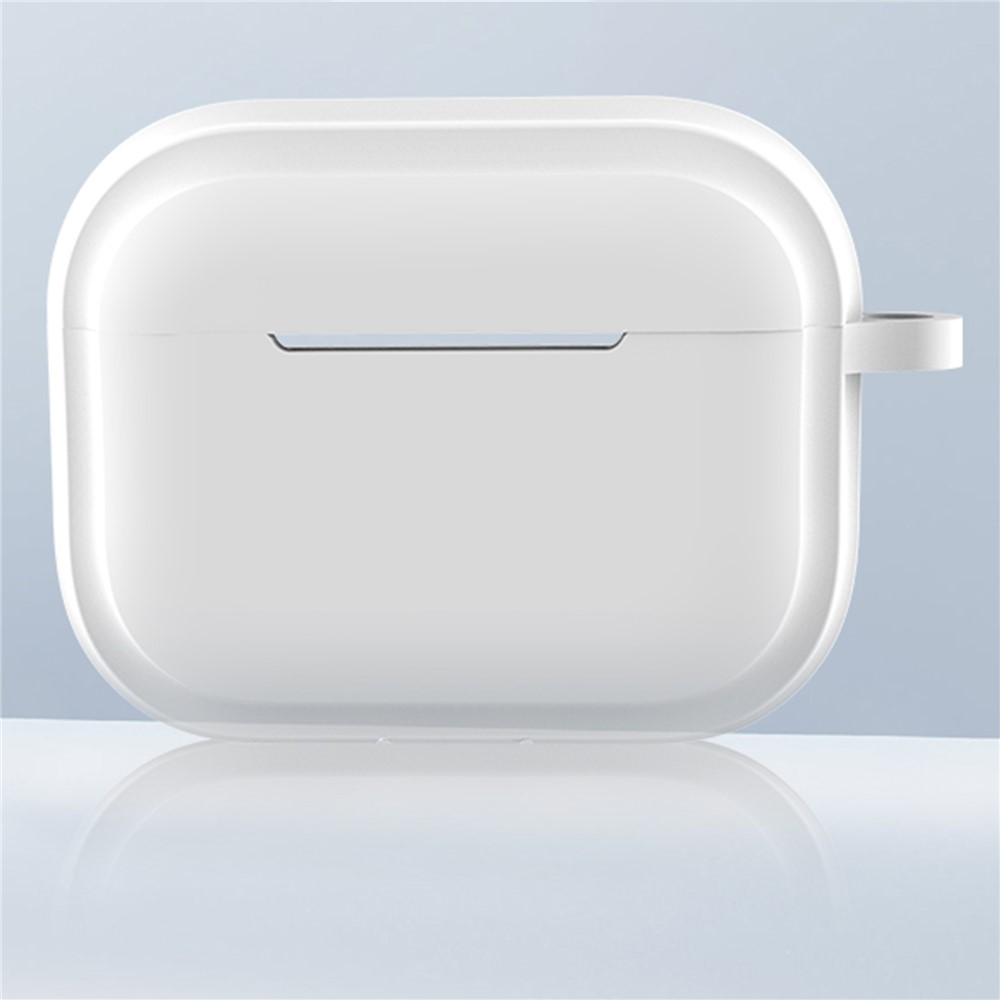 For AirPods Pro 2 Stripe Silicone Cases Shock-Absorbing Protective Earphone Cover with Keychain - White-1