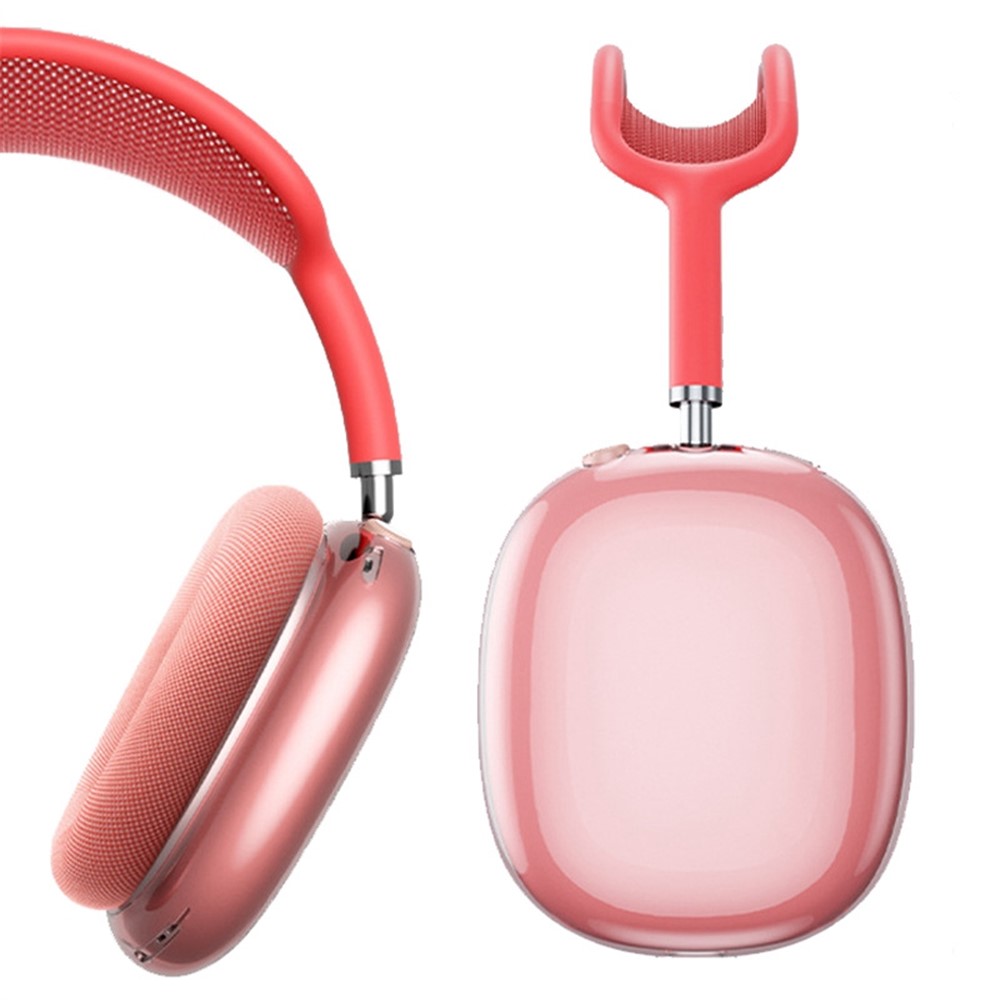Soft TPU Headphone Case for Apple AirPods Max, Scratch-proof Headset Protective Sleeve Cover - Transparent Pink