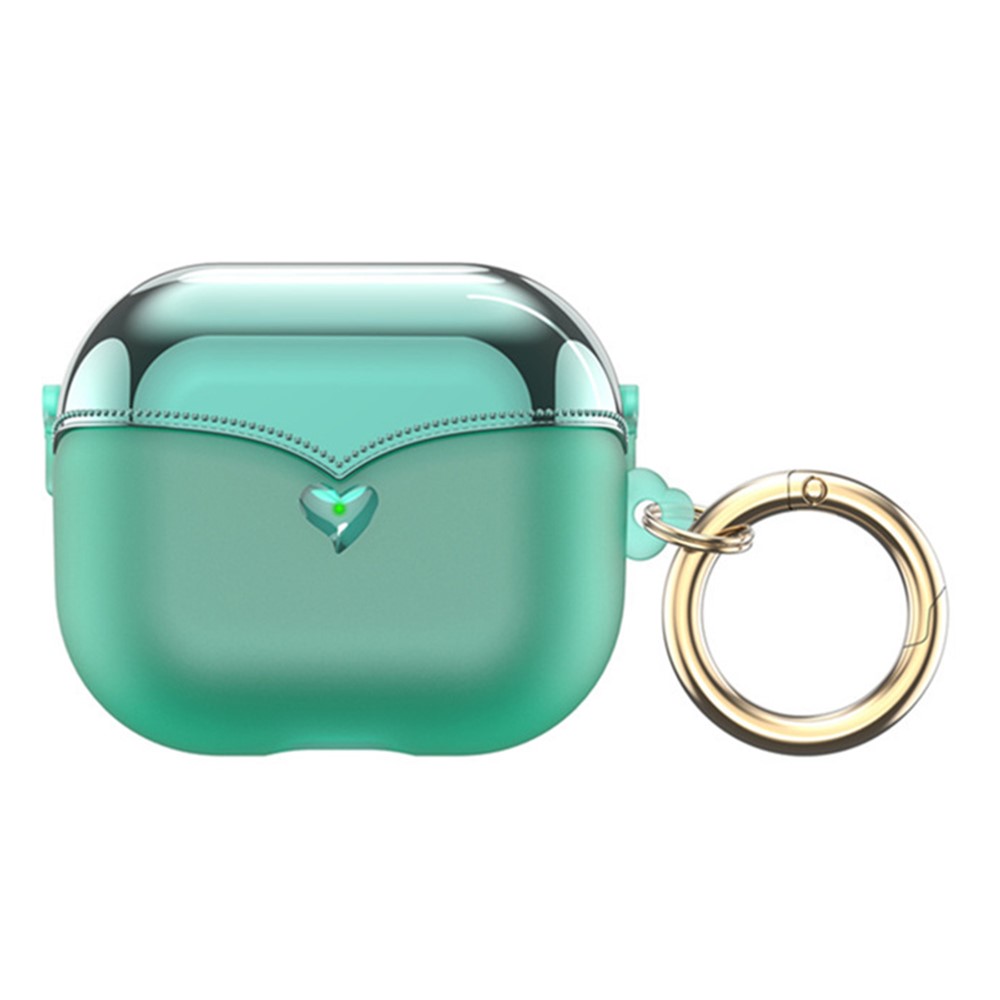 For AirPods Pro (Gen 2) (USB-C) / Pro 2 TPU Wireless Bluetooth-compatible Earphone Case Full Body Shockproof Electroplating Cover with Ring Buckle - Transparent Green