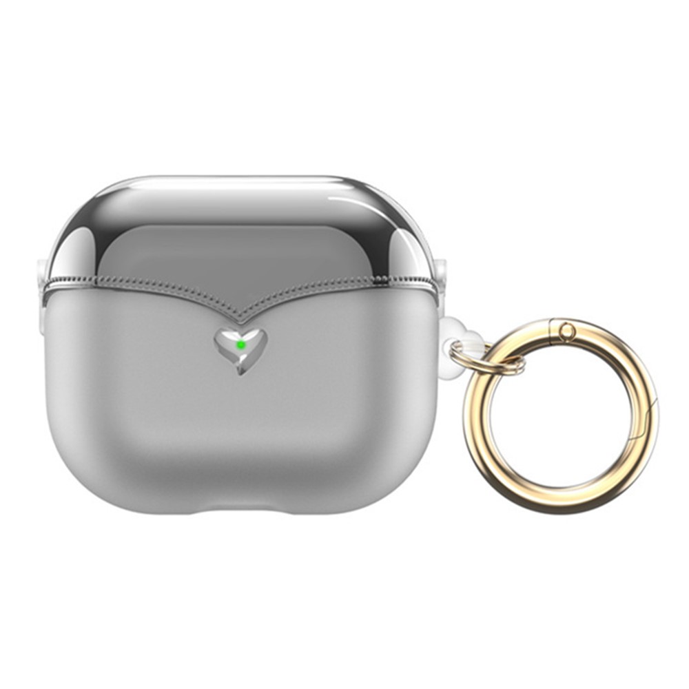 For AirPods Pro (Gen 2) (USB-C) / Pro 2 TPU Wireless Bluetooth-compatible Earphone Case Full Body Shockproof Electroplating Cover with Ring Buckle - Transparent / Electroplated Black