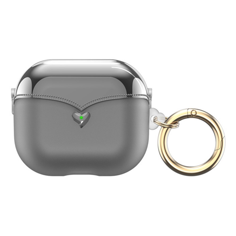 For AirPods Pro (Gen 2) (USB-C) / Pro 2 TPU Wireless Bluetooth-compatible Earphone Case Full Body Shockproof Electroplating Cover with Ring Buckle - Transparent Black