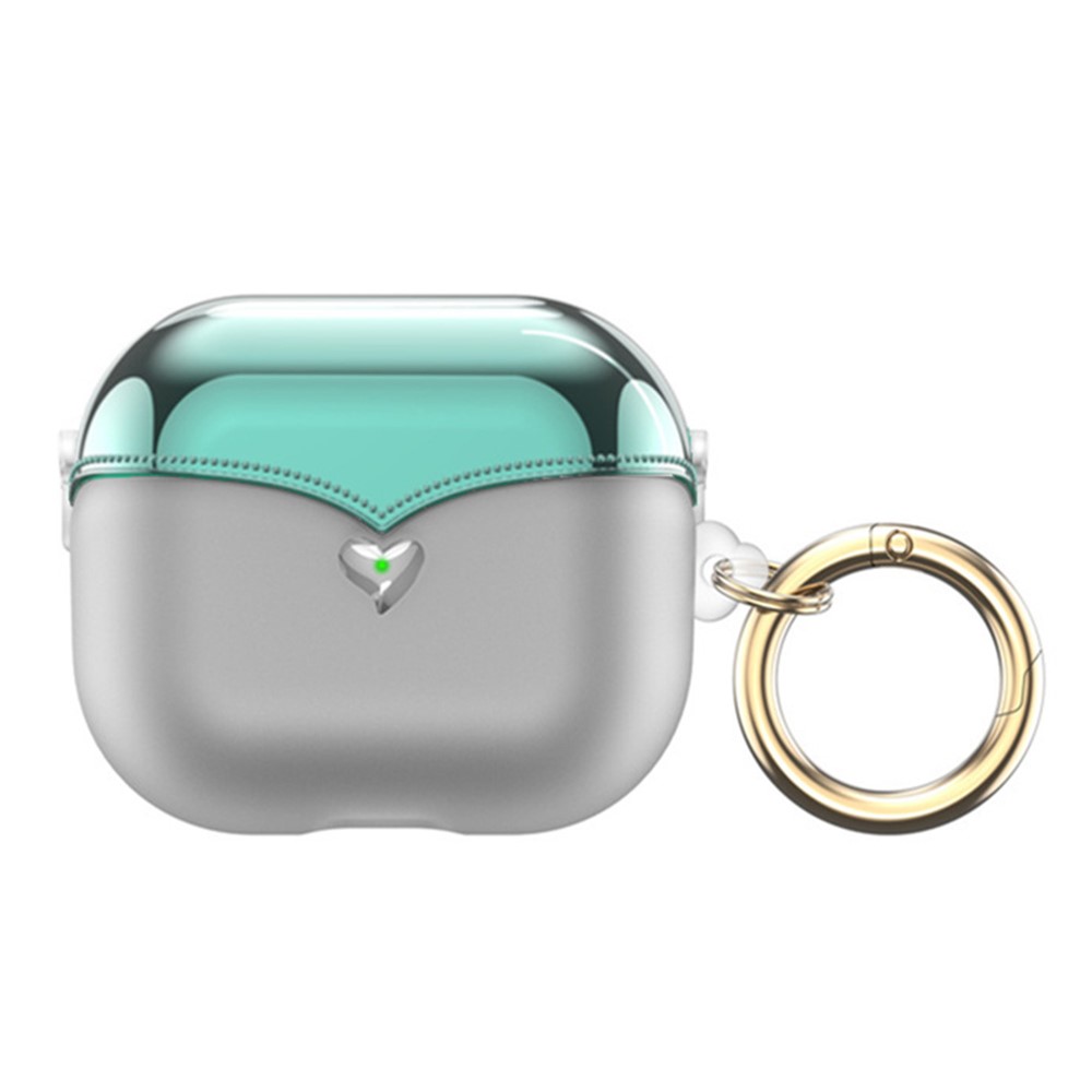 For AirPods Pro (Gen 2) (USB-C) / Pro 2 TPU Wireless Bluetooth-compatible Earphone Case Full Body Shockproof Electroplating Cover with Ring Buckle - Transparent / Electroplated Green