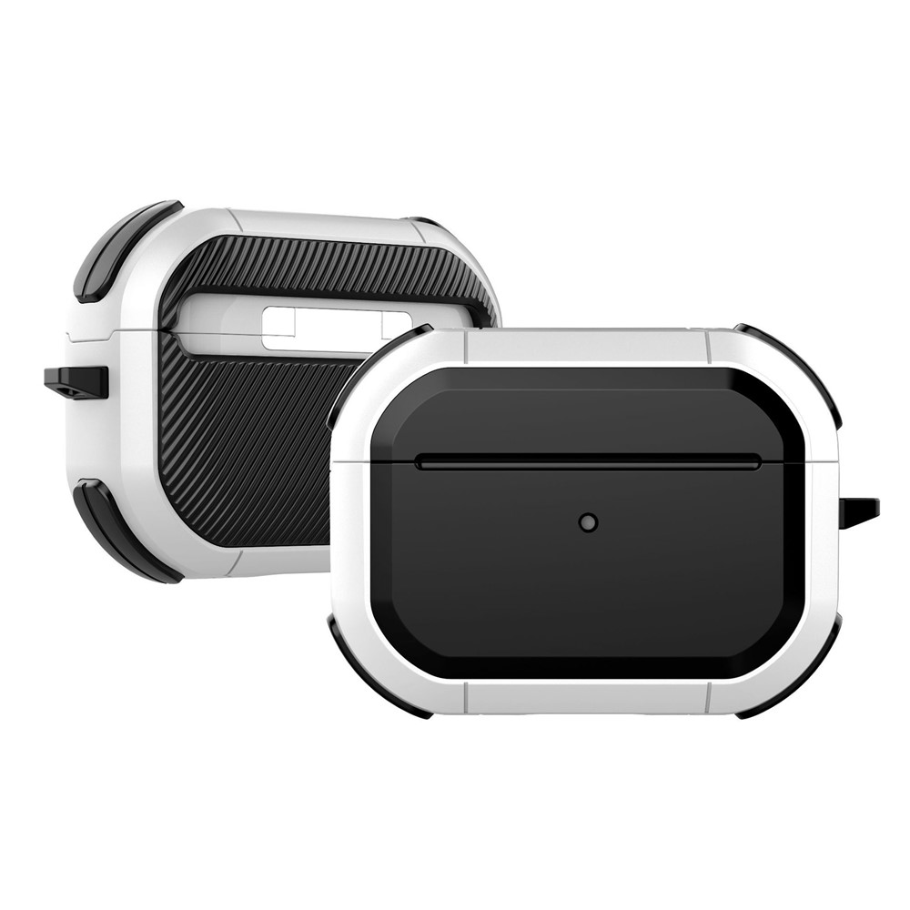 For AirPods Pro (Gen 2) (USB-C) / Pro 2 Bluetooth-compatible Earphone Protective Case TPU+PC Anti-drop Cover with Ring Buckle - White
