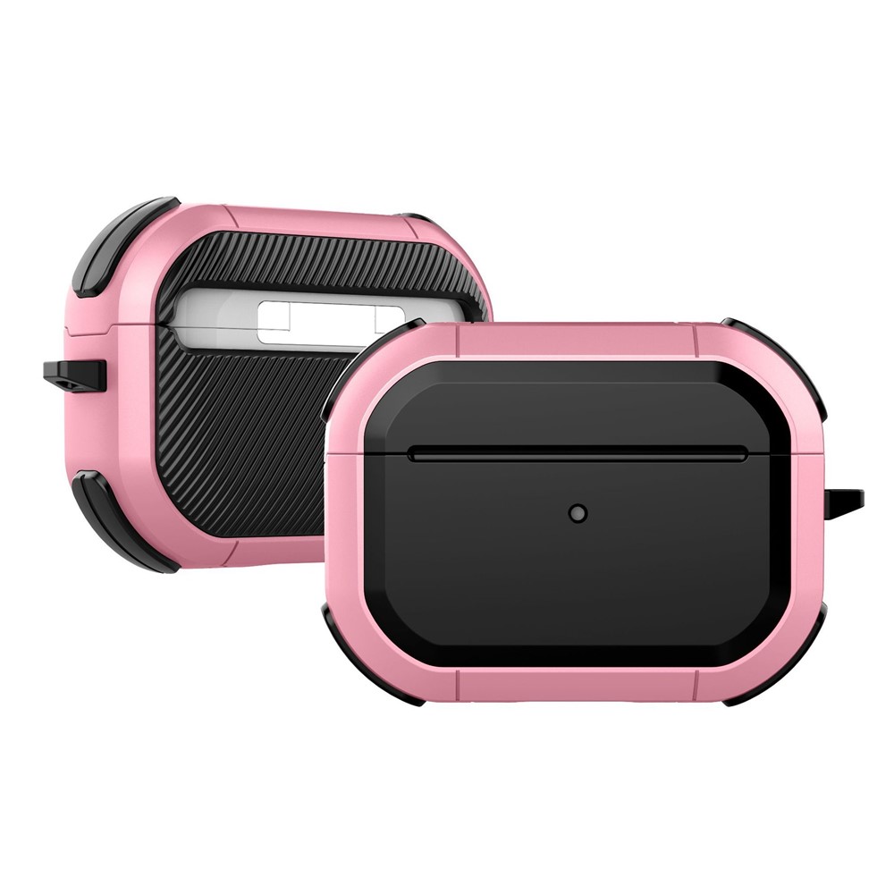 For AirPods Pro (Gen 2) (USB-C) / Pro 2 Bluetooth-compatible Earphone Protective Case TPU+PC Anti-drop Cover with Ring Buckle - Pink