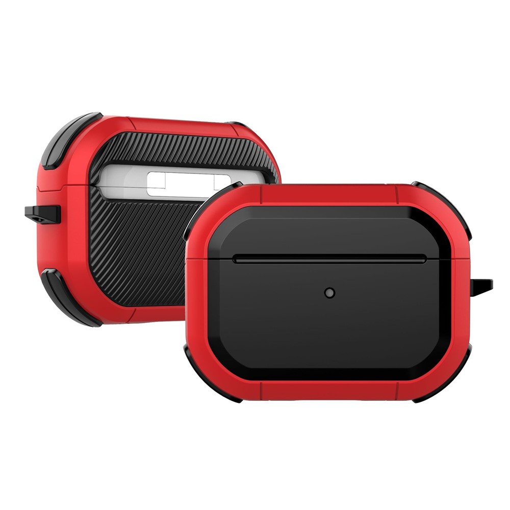 For AirPods Pro (Gen 2) (USB-C) / Pro 2 Bluetooth-compatible Earphone Protective Case TPU+PC Anti-drop Cover with Ring Buckle - Red
