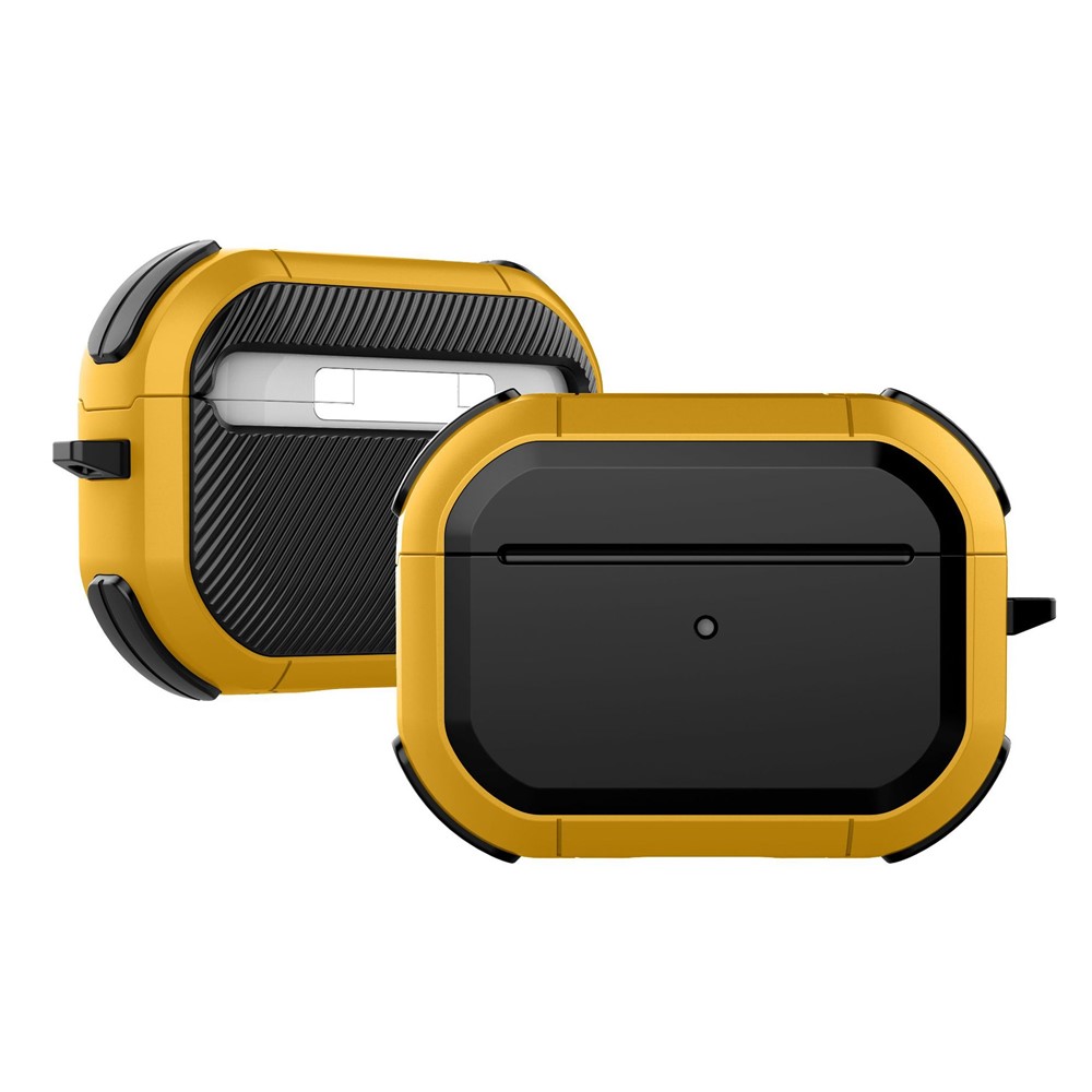 For AirPods Pro (Gen 2) (USB-C) / Pro 2 Bluetooth-compatible Earphone Protective Case TPU+PC Anti-drop Cover with Ring Buckle - Yellow