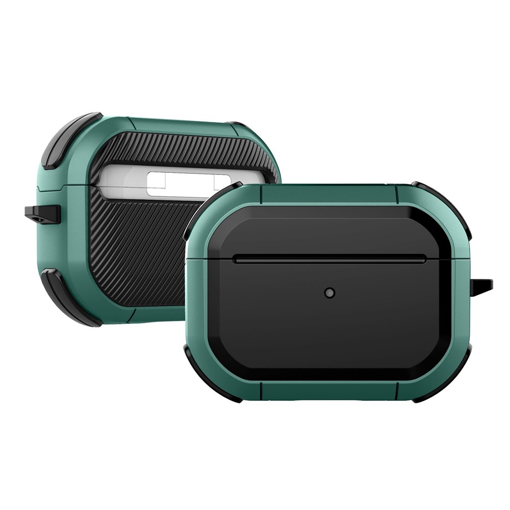 For AirPods Pro (Gen 2) (USB-C) / Pro 2 Bluetooth-compatible Earphone Protective Case TPU+PC Anti-drop Cover with Ring Buckle - Green