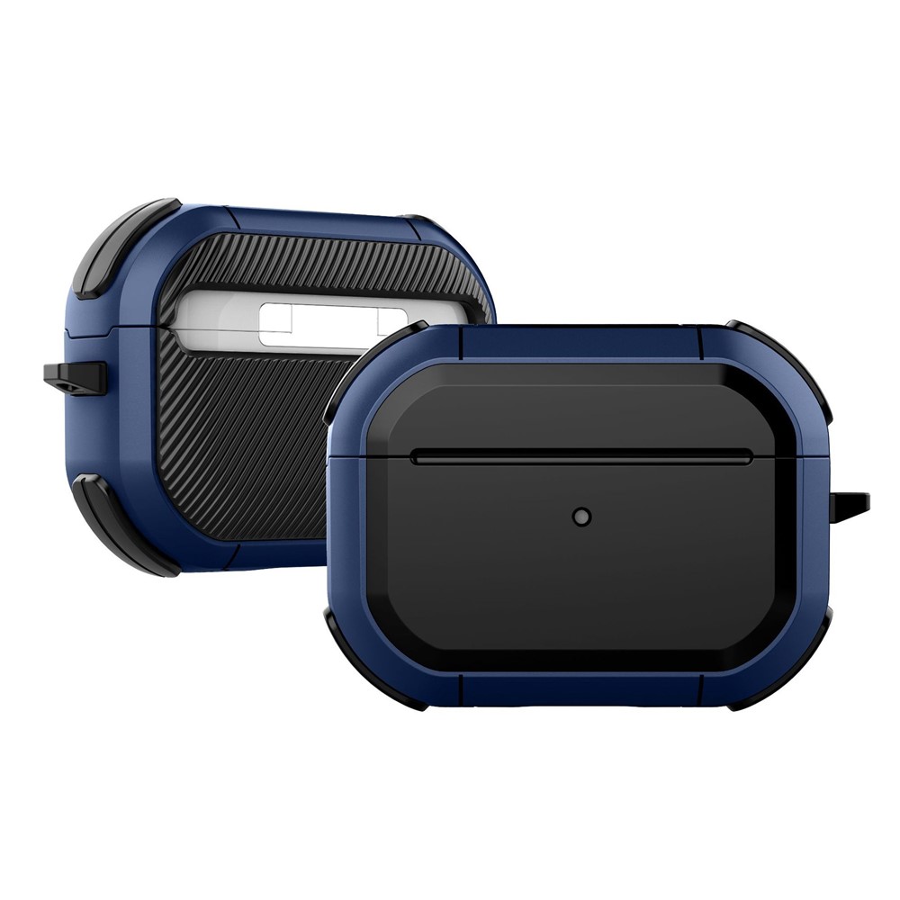 For AirPods Pro (Gen 2) (USB-C) / Pro 2 Bluetooth-compatible Earphone Protective Case TPU+PC Anti-drop Cover with Ring Buckle - Blue
