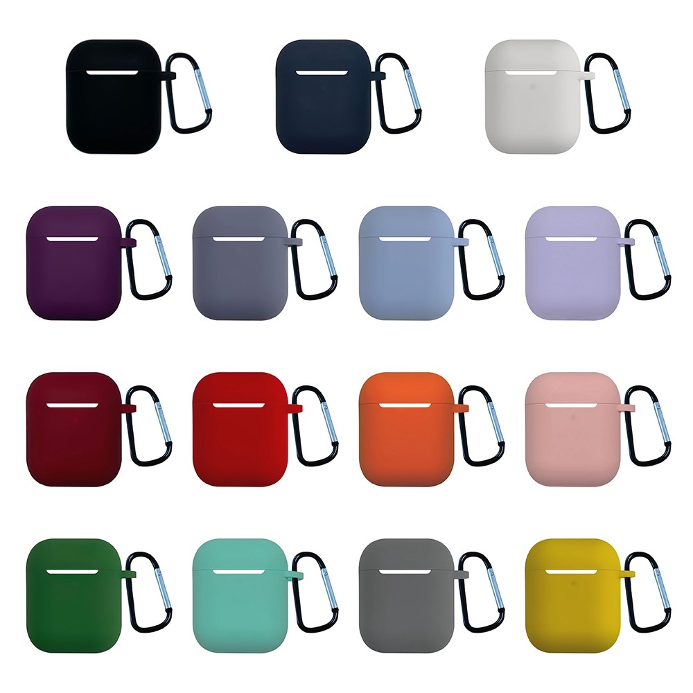 For Apple AirPods with Charging Case (2016) / (2019) / AirPods with Wireless Charging Case (2019) Shockproof Cover Bluetooth Earbuds Protector 2.5mm Thickened Silicone Case with Buckle - Sky Blue-5