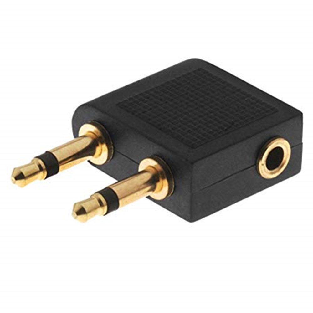 Dual 3.5mm Male to Female Airplane Headphone Adapter Gold Plated Stereo 3.5mm AUX Splitter Airline Audio Converter-2