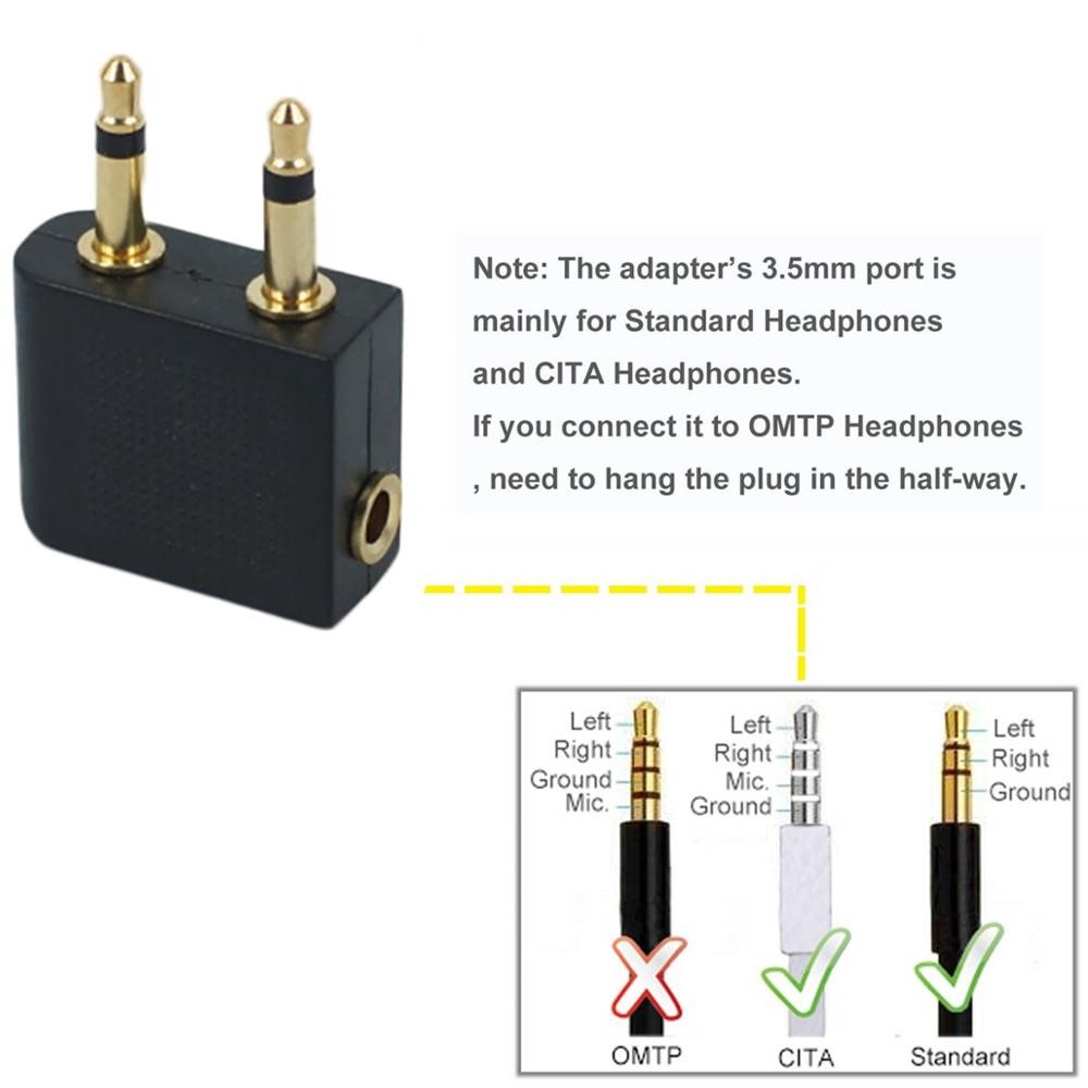Dual 3.5mm Male to Female Airplane Headphone Adapter Gold Plated Stereo 3.5mm AUX Splitter Airline Audio Converter-3
