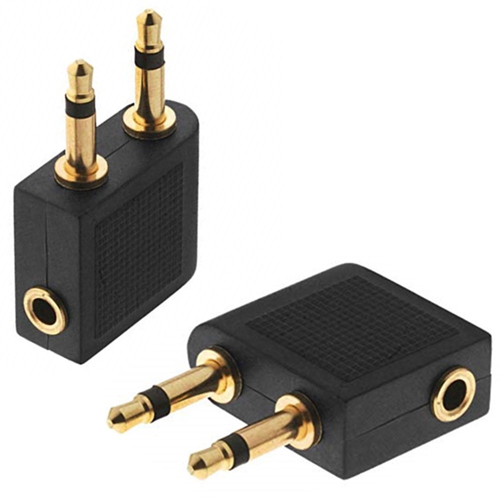 Dual 3.5mm Male to Female Airplane Headphone Adapter Gold Plated Stereo 3.5mm AUX Splitter Airline Audio Converter-4