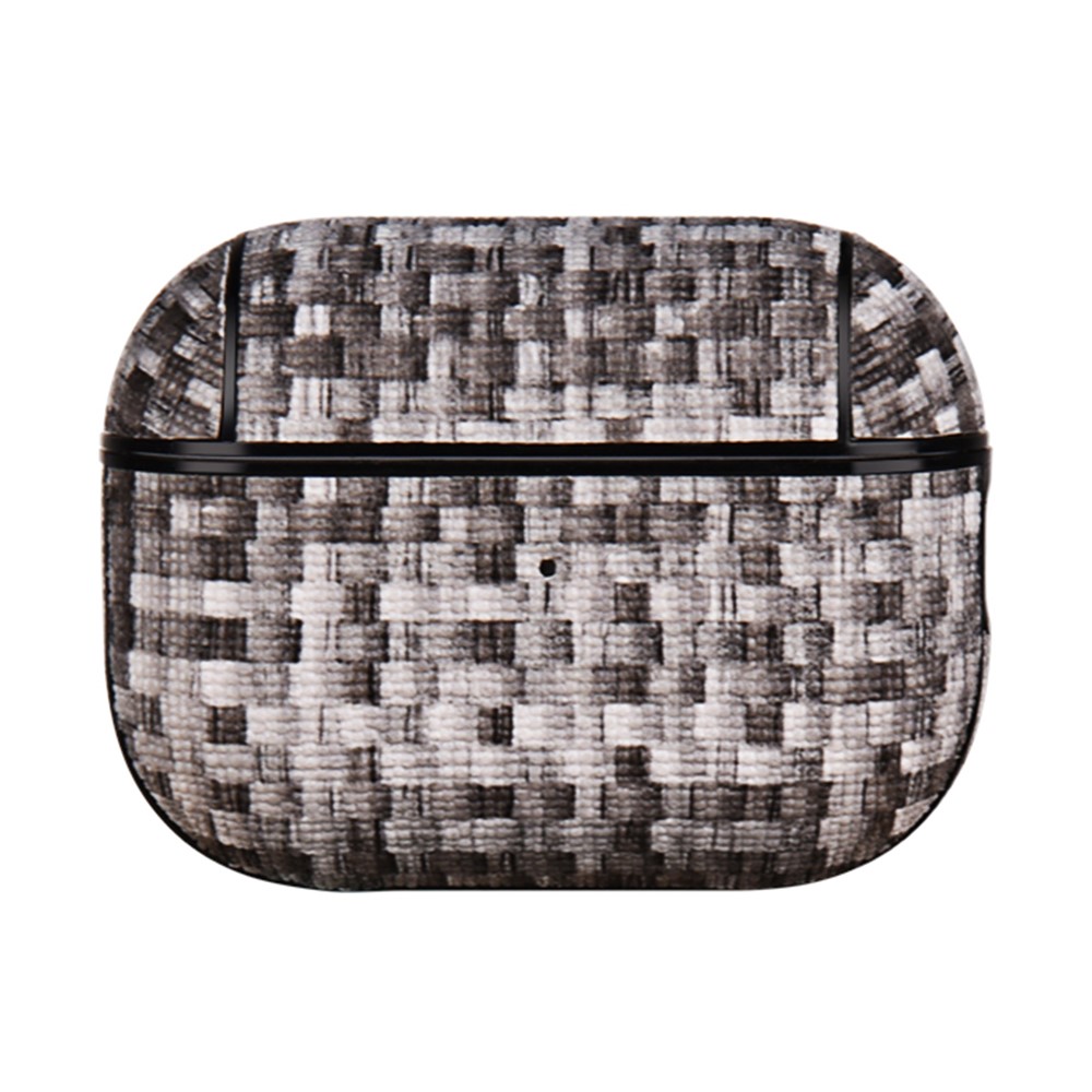 For AirPods Pro (Gen 2) (USB-C) / Pro 2 Woven Texture PU Leather + PC Drop-proof Case Bluetooth-compatible Earphone Protective Cover - Burlap Gray