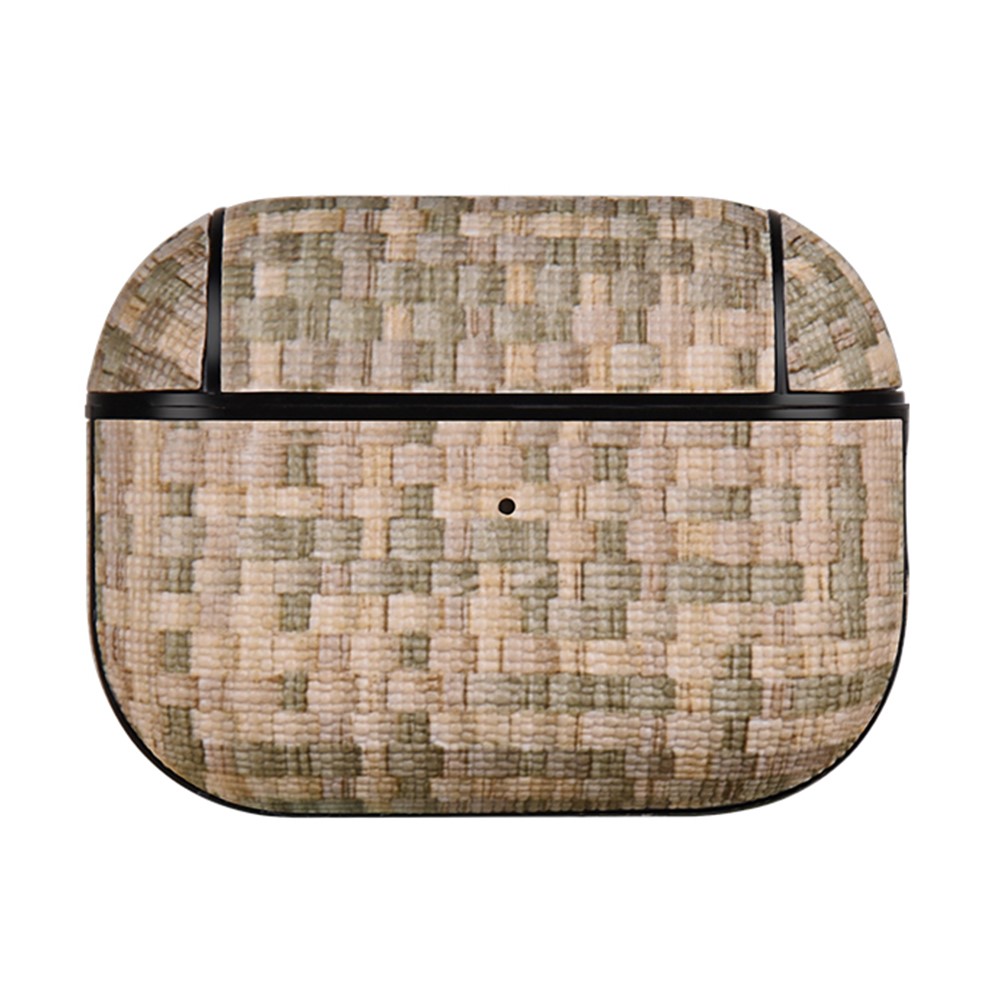 For AirPods Pro (Gen 2) (USB-C) / Pro 2 Woven Texture PU Leather + PC Drop-proof Case Bluetooth-compatible Earphone Protective Cover - Seagrass Green