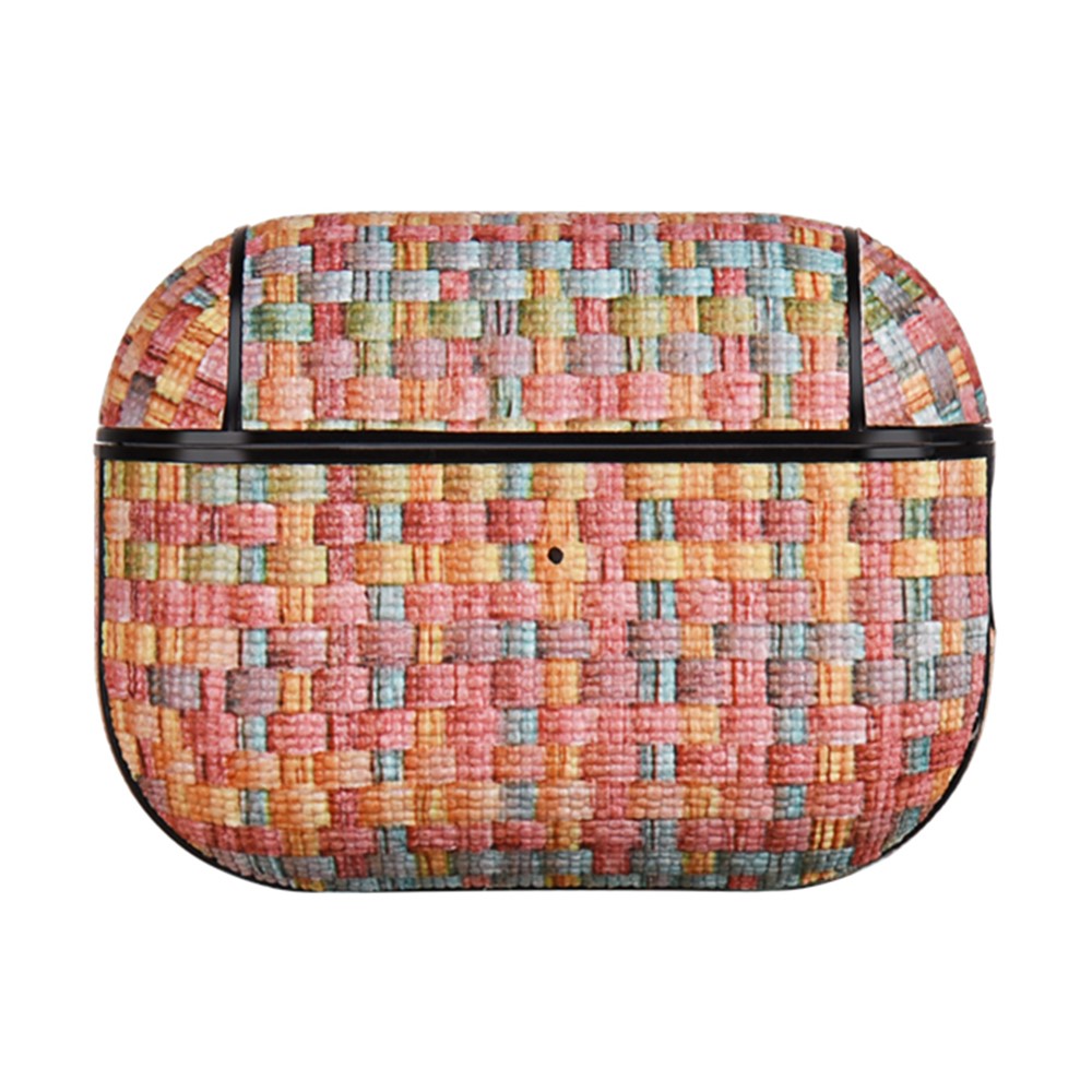 For AirPods Pro (Gen 2) (USB-C) / Pro 2 Woven Texture PU Leather + PC Drop-proof Case Bluetooth-compatible Earphone Protective Cover - Rainbow Candy