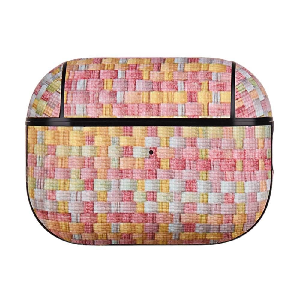 For AirPods Pro (Gen 2) (USB-C) / Pro 2 Woven Texture PU Leather + PC Drop-proof Case Bluetooth-compatible Earphone Protective Cover - Pink