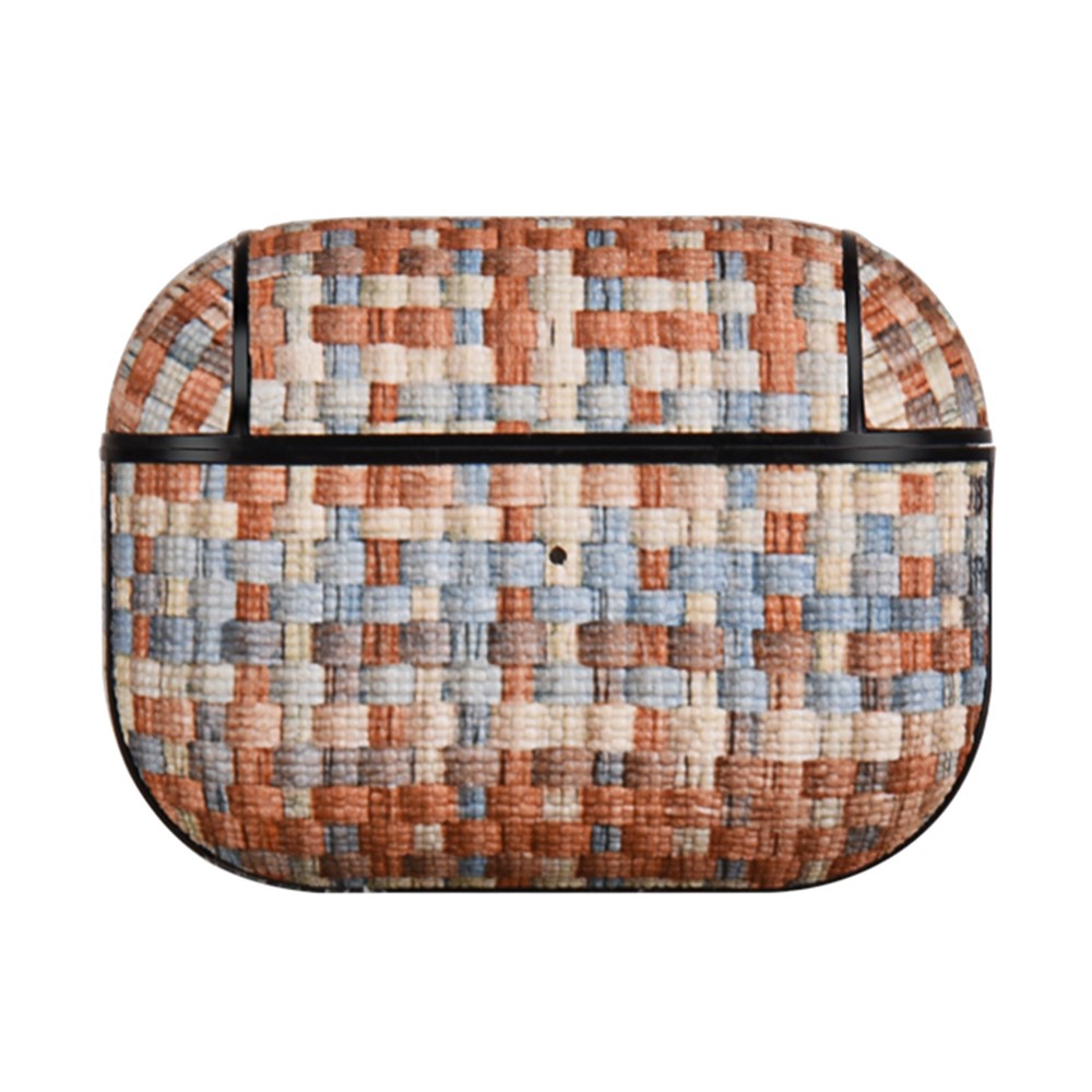For AirPods Pro (Gen 2) (USB-C) / Pro 2 Woven Texture PU Leather + PC Drop-proof Case Bluetooth-compatible Earphone Protective Cover - Morandi Color