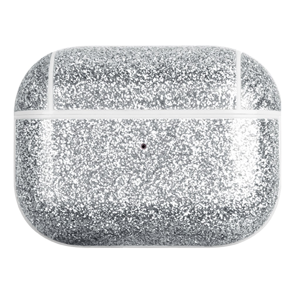 For AirPods Pro (Gen 2) (USB-C) / Pro 2 Charging Case Cover Bluetooth-compatible Earbuds Glitter PU+TPU Protective Case - Silver