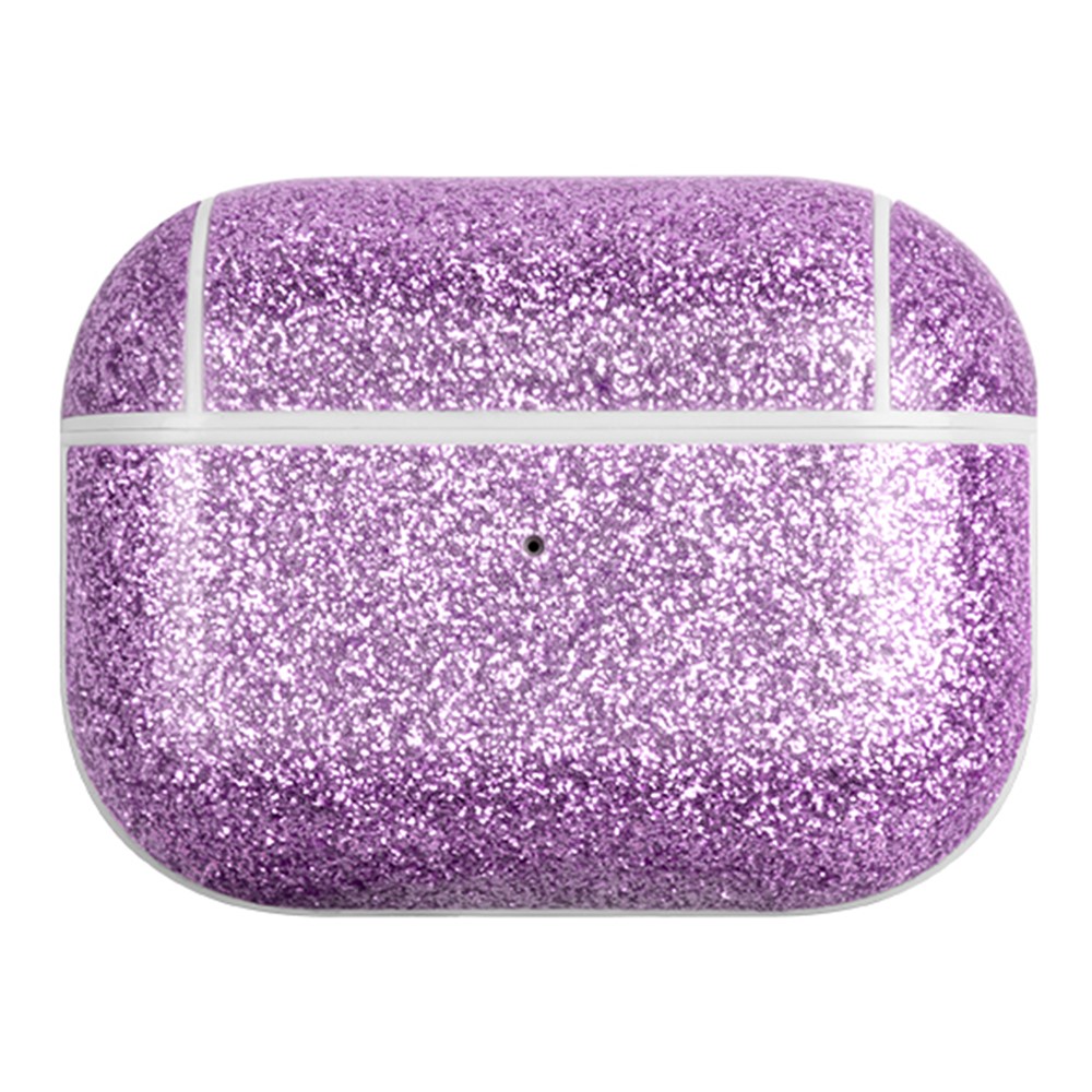 For AirPods Pro (Gen 2) (USB-C) / Pro 2 Charging Case Cover Bluetooth-compatible Earbuds Glitter PU+TPU Protective Case - Purple