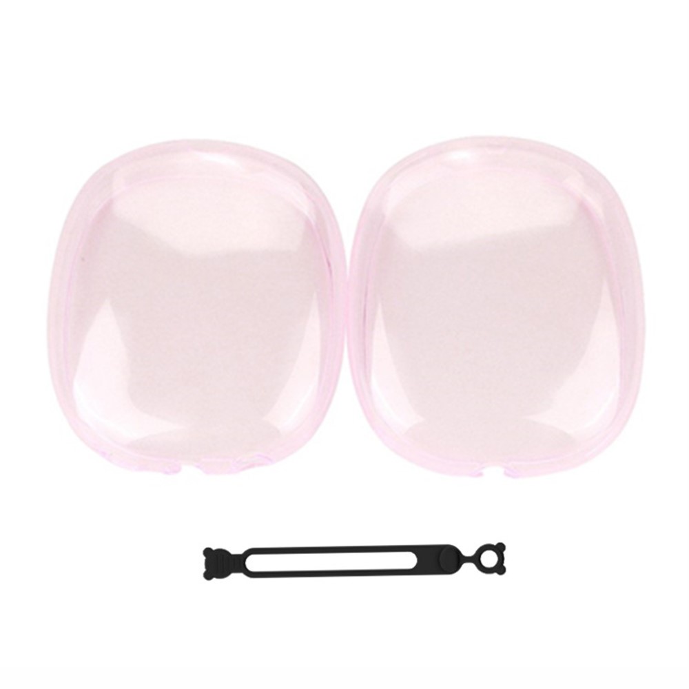 1 Pair For AirPods Max with USB-C / Max Ear Pad TPU Case Sleeve Clear Design Headphone Earpad Cover - Transparent Pink