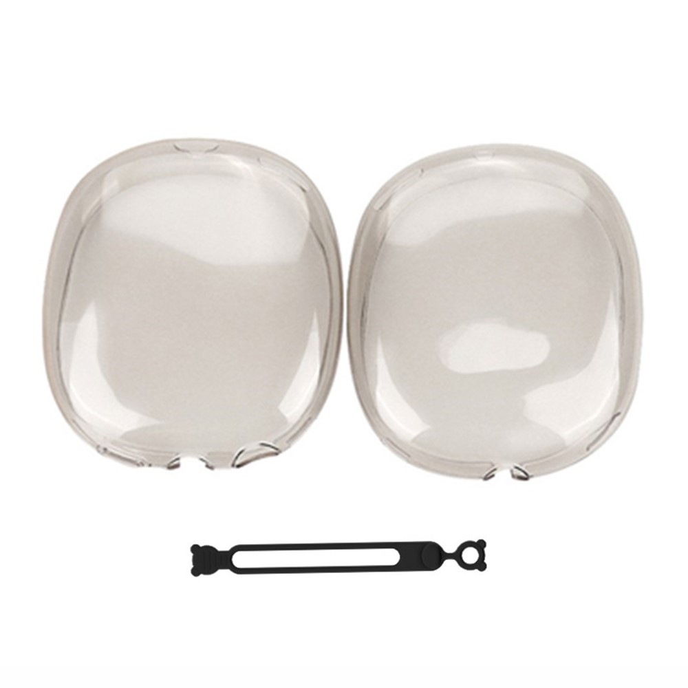 1 Pair For AirPods Max with USB-C / Max Ear Pad TPU Case Sleeve Clear Design Headphone Earpad Cover - Transparent Black