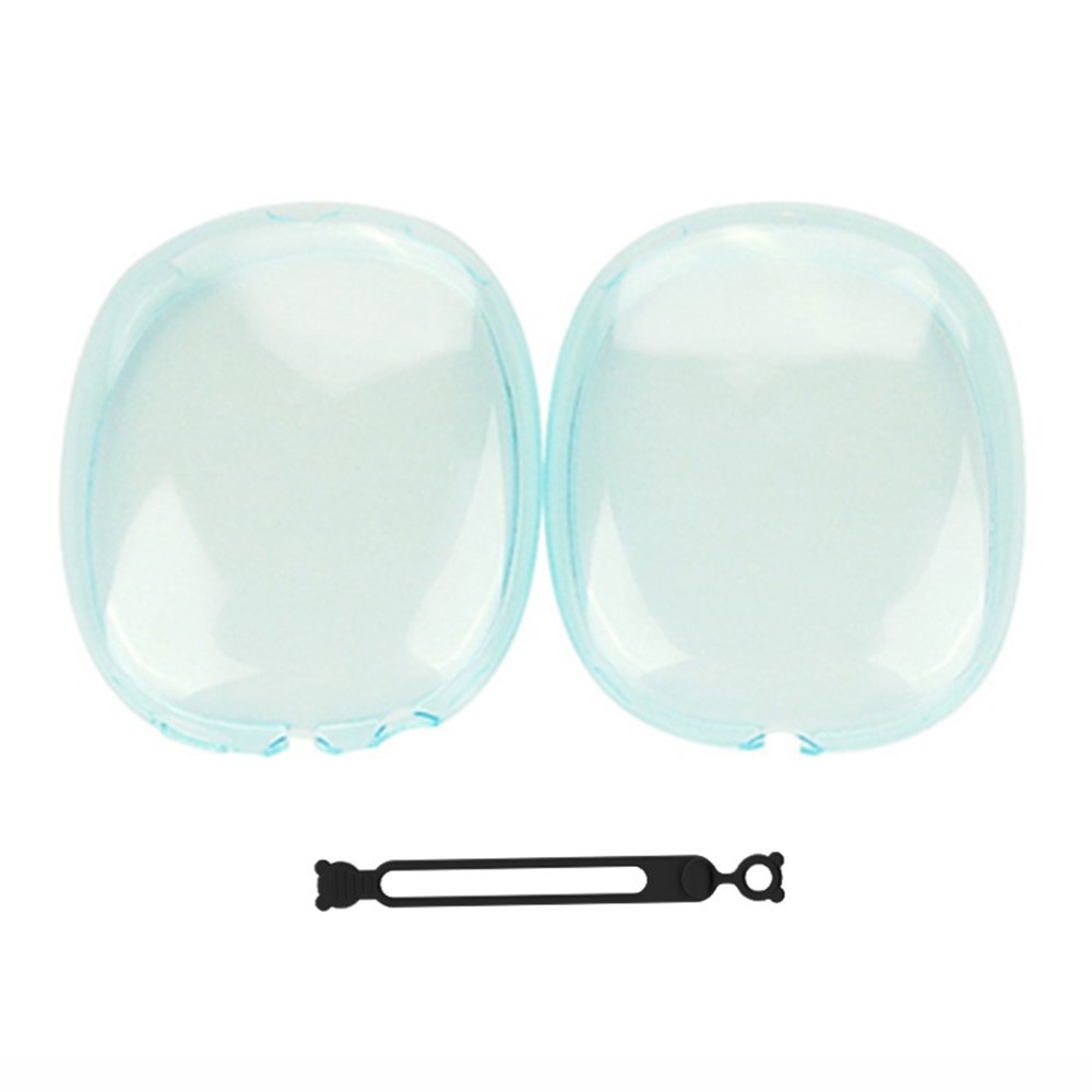 1 Pair For AirPods Max with USB-C / Max Ear Pad TPU Case Sleeve Clear Design Headphone Earpad Cover - Transparent Blue
