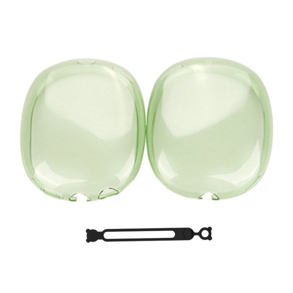 1 Pair For AirPods Max with USB-C / Max Ear Pad TPU Case Sleeve Clear Design Headphone Earpad Cover - Transparent Green