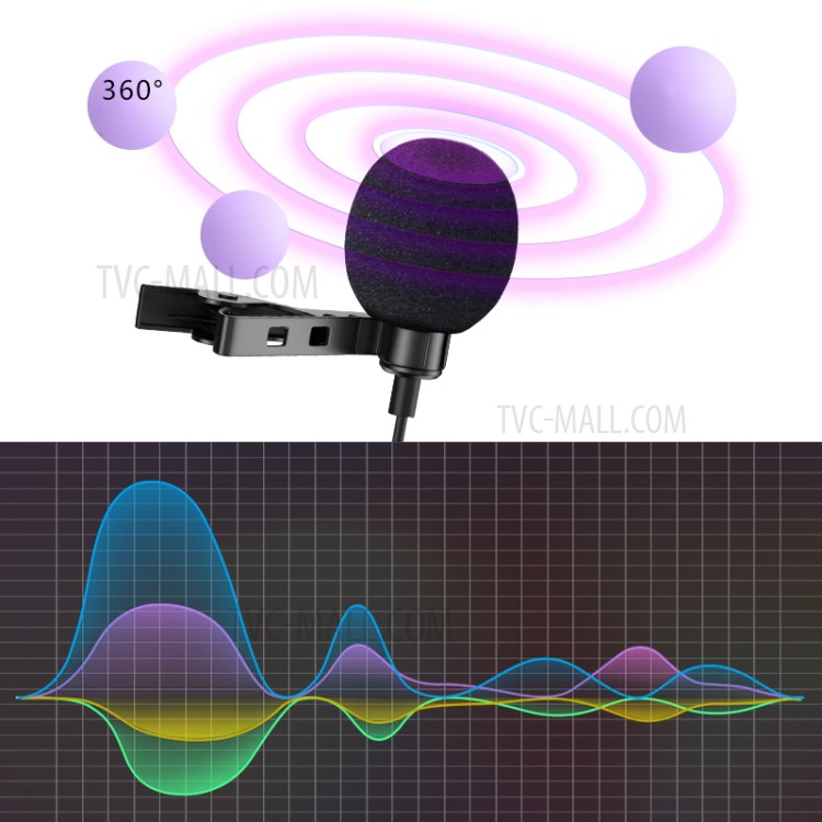KATTO KT-C2 Noise Reduction 360° Omni-directional Sound Pick-up Lapel Microphone-5