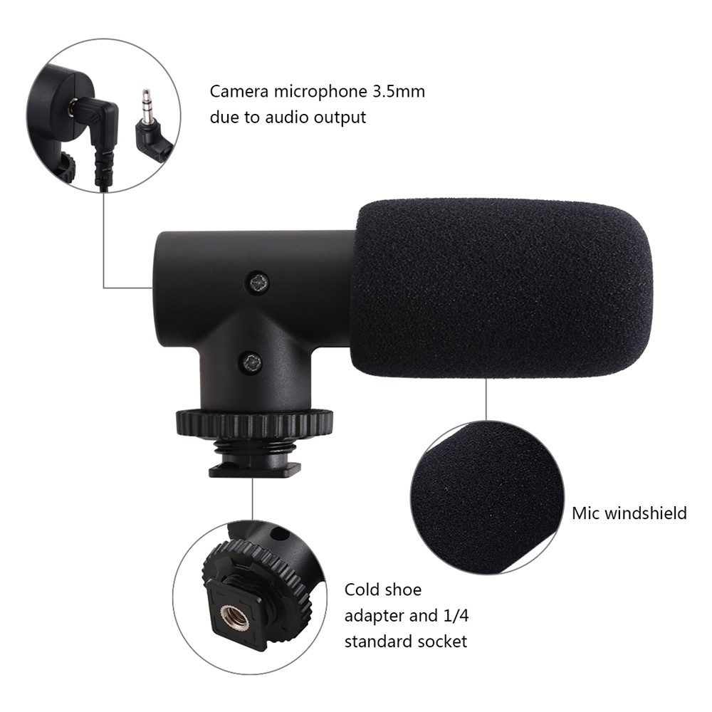 PULUZ Stereo Camera Microphone VLOG Interview Digital Video Recording Mic for DSLR Camera PC Computer-4