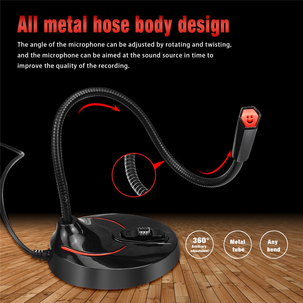 HXSJ F12 360° Rotatable USB Drive-free Computer Microphone Voice Chatting Video Conference Mic-3