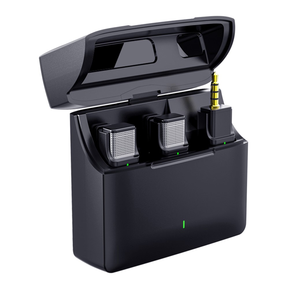 033A2 2 Microphones + 1 Receiver for Interview Live Broadcast Wireless Lavalier Mic System, 3.5mm Interface-6