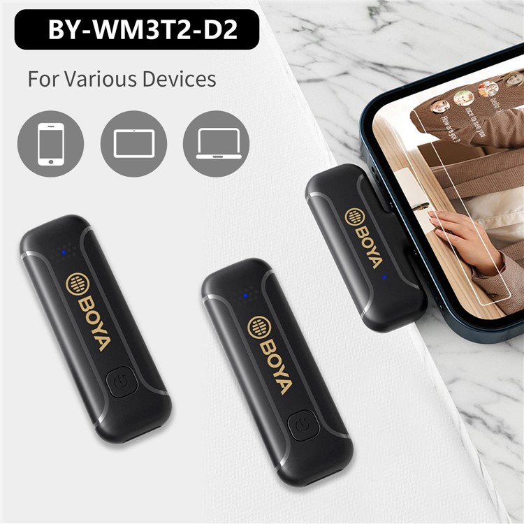 Boya BY-WM3T2-D2 Wireless Lavalier Microfon System Plug And Play Mic Für Livestreaming Podcasting