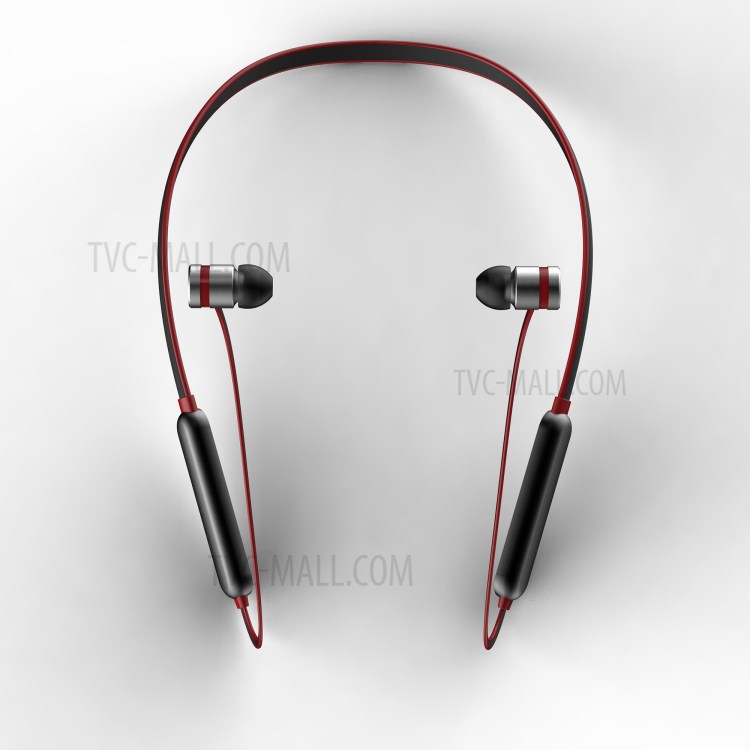 AMORUS Hanging Neck Bluetooth 5.0 Earphones Sports In-ear Neckband Earbuds - Black / Red-3