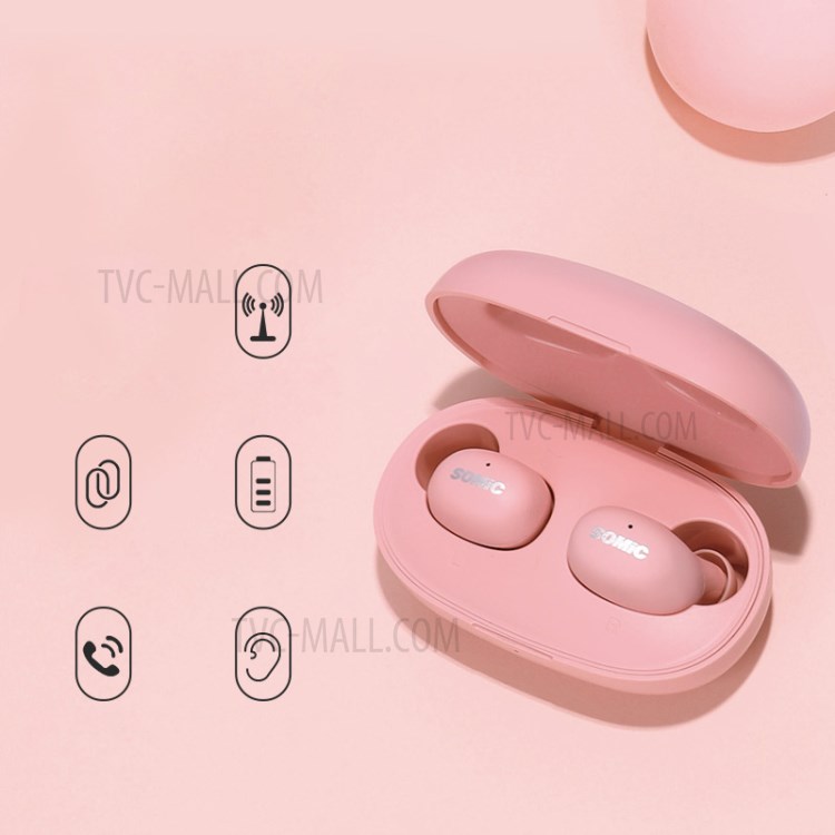 SOMIC W10 Wireless Bluetooth Headset TWS Dual Earbuds In-ear Earphone Headset - Pink-2