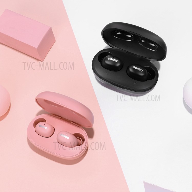 SOMIC W10 Wireless Bluetooth Headset TWS Dual Earbuds In-ear Earphone Headset - Pink-3